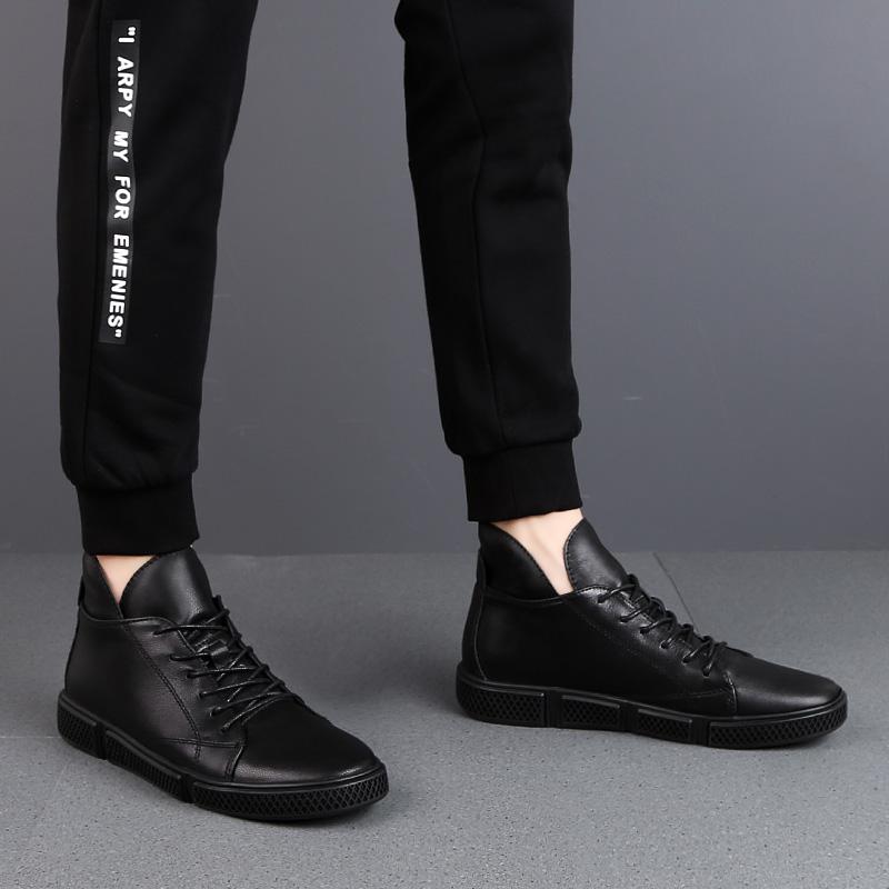 Pohodlné pánské boty z pravé kůže, pánské outdoorové tenisky, výprodej, šněrovací pánské kotníkové boty, pánské zimní plyšové sněhule