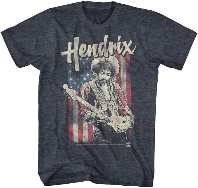 

Jimi Hendrix 1960_s Psychedelic Musical Icon USA Flag Distressed T-Shirt Tee 2XL