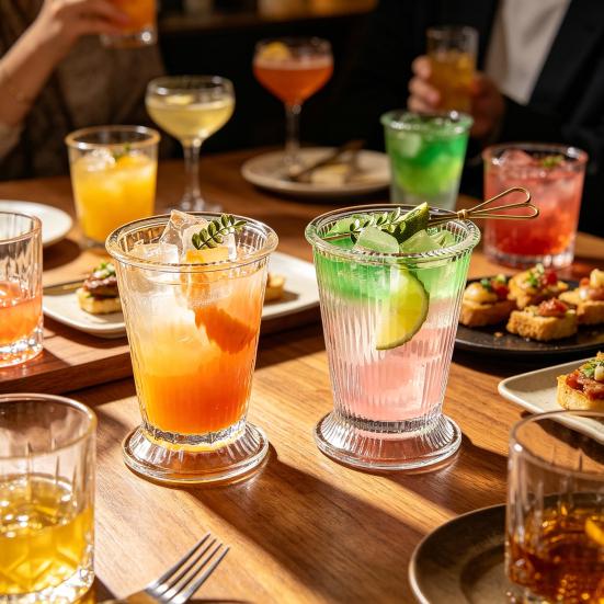 Hand-Rolled Rim Julep Glass with Thickened Wall 310ml Cocktail Cup for Mojito Whiskey Juice & Beer Classic Tumbler for Home Bar