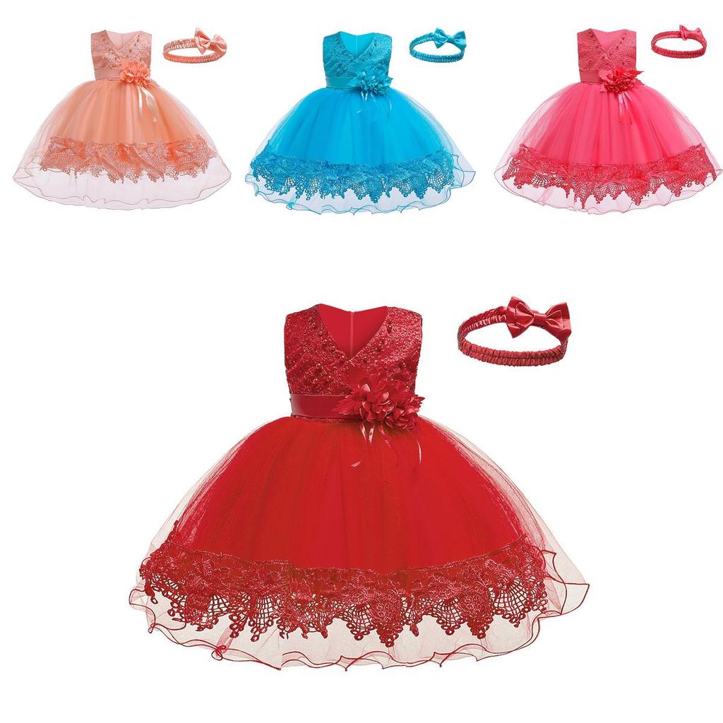 Prinsessenjurk voor Baby Meisjes Met Parels En Kant Voor Lente Zomer Herfst Winter