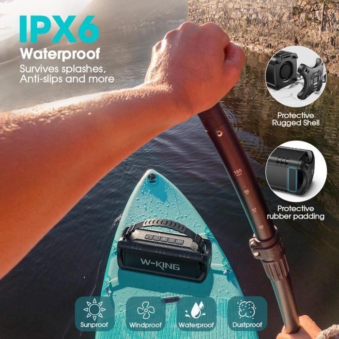 Enceinte bluetooth - w-king - 30w - étanche ipx6 - 24h autonomie - bluetooth 5.0