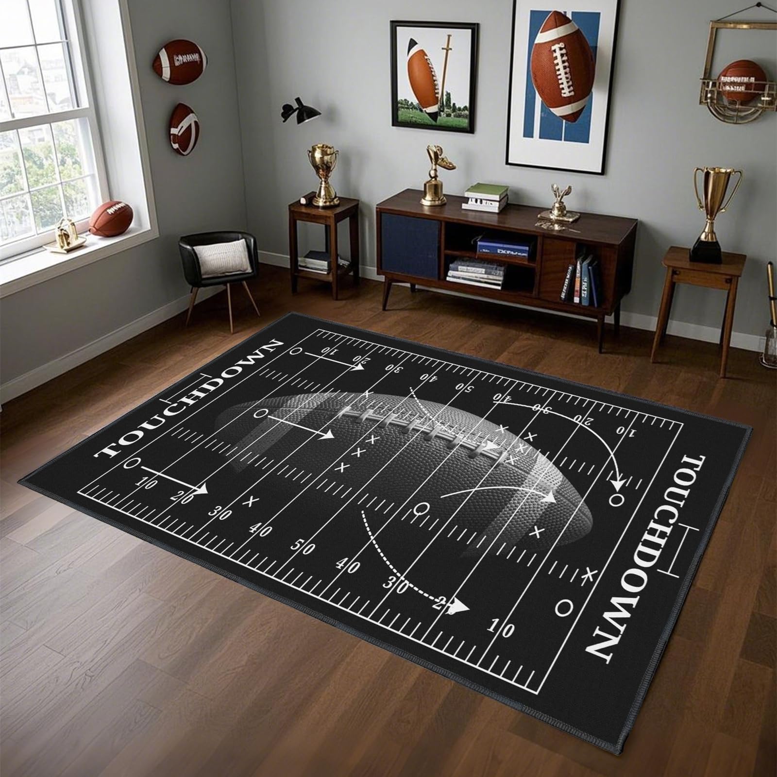 

Football Rug for Bedroom,3 x5 Football Field Rugs with Non-Slip Backing,Sports Area Rug for Living Room and Game Room Decor 100cm x 120cm