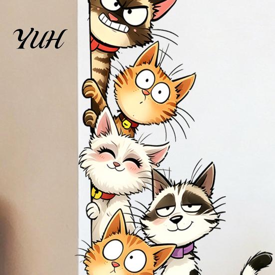 Cartoon Cat or Dog Wall Art Cute Cats/Dogs Stickers, Waterproof PVC Decals, Peel And Durable Outdoor Window Decals Stick Decorative Murals for Nursery