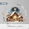 Nine-Sided Acrylic Nativity Scene Ornament - Jesus' Birth with Mary, , Jesus & Angel, Stable Manger Figurine Replica, 2D Flat Rotating-Like Effect 