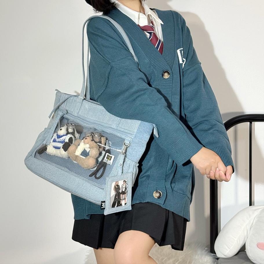 New Lee PVC Shoulder Bag Women's Dark Denim Blue/Light Denim Blue LE240111M