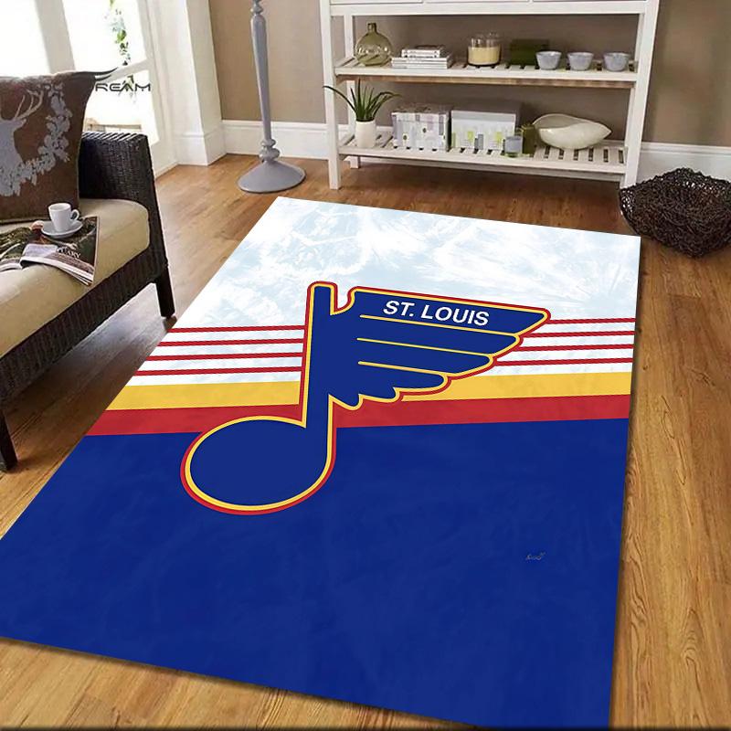 St. Louis Blues Flannel Pattern Square Carpet,Area Rug,Carpet Rug for Living Room Bedroom Sofa Playroom Decor,Non-slip Floor Mat