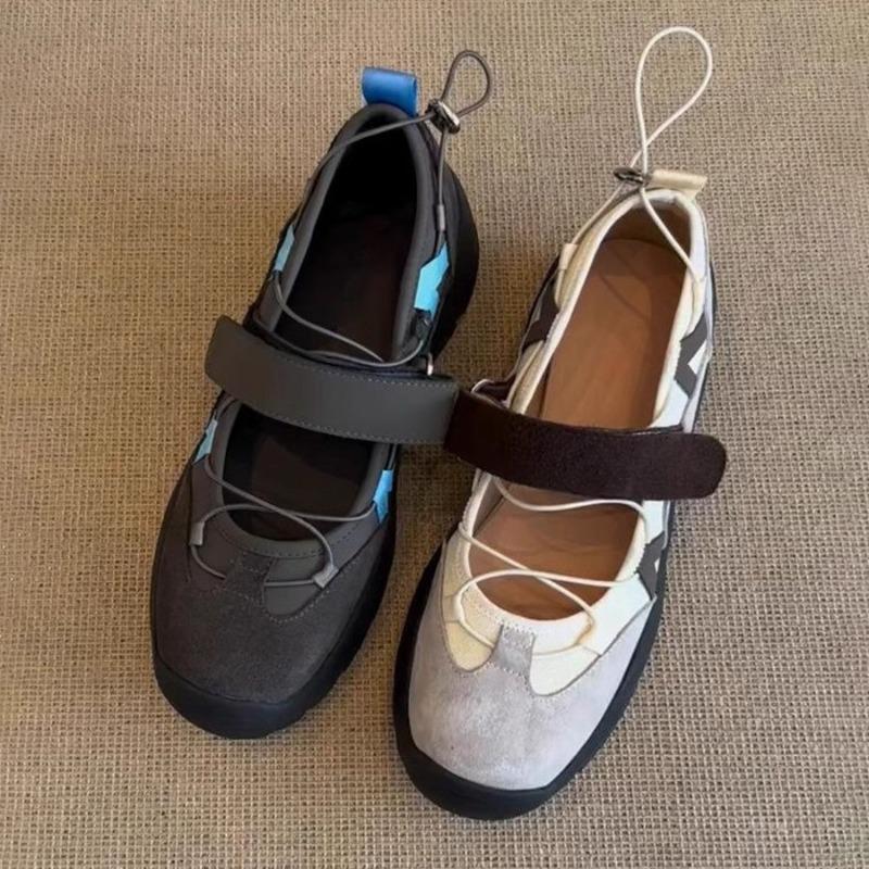 Sheepskin version~ retro style Velcro Mary Jane shoes women's new versatile casual ballet sports sandals