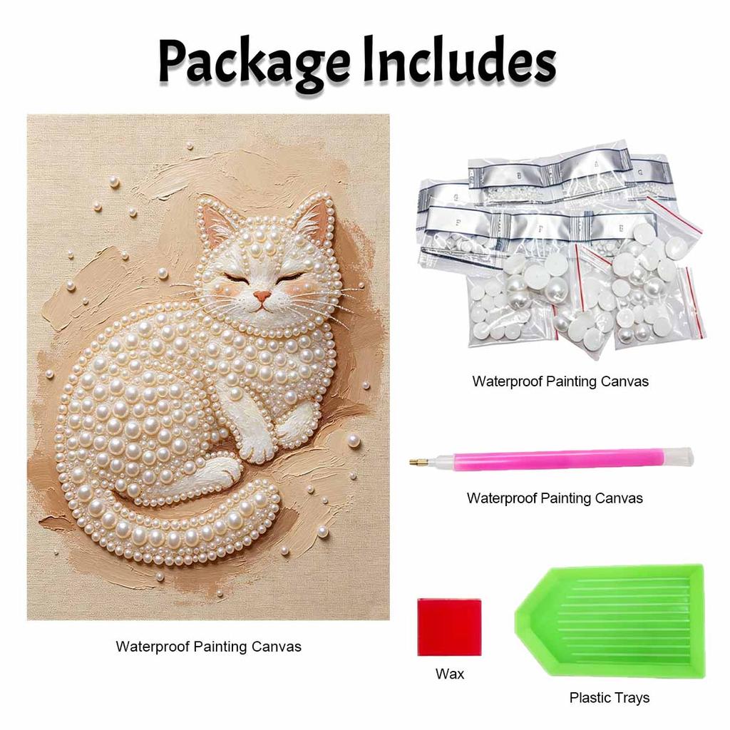 Pearl cat painting kit DIY handmade home decoration painting