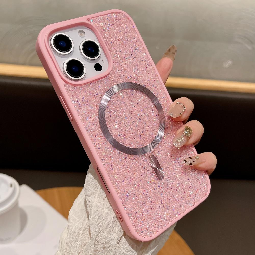Glitter Sparkling Rhinestones Diamond For Magsafe Case For iPhone 18 17 16 Pro Max 15 14 13 12 11 Magnetic Wireless Charge Cover