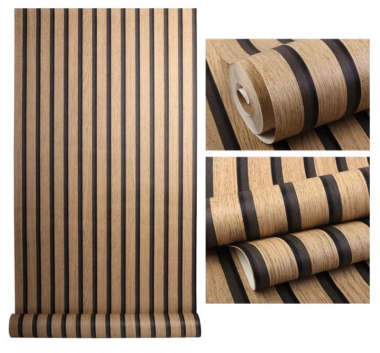 New Modern Minimalist New Chinese Style 3D Wood Grain Grille Wallpaper Bedroom Tea Room Living Room Sofa Background Wall Paper
