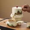 Ru kiln ceramic kung fu tea set gift box, high-end light luxury household full set, business gift print for customers