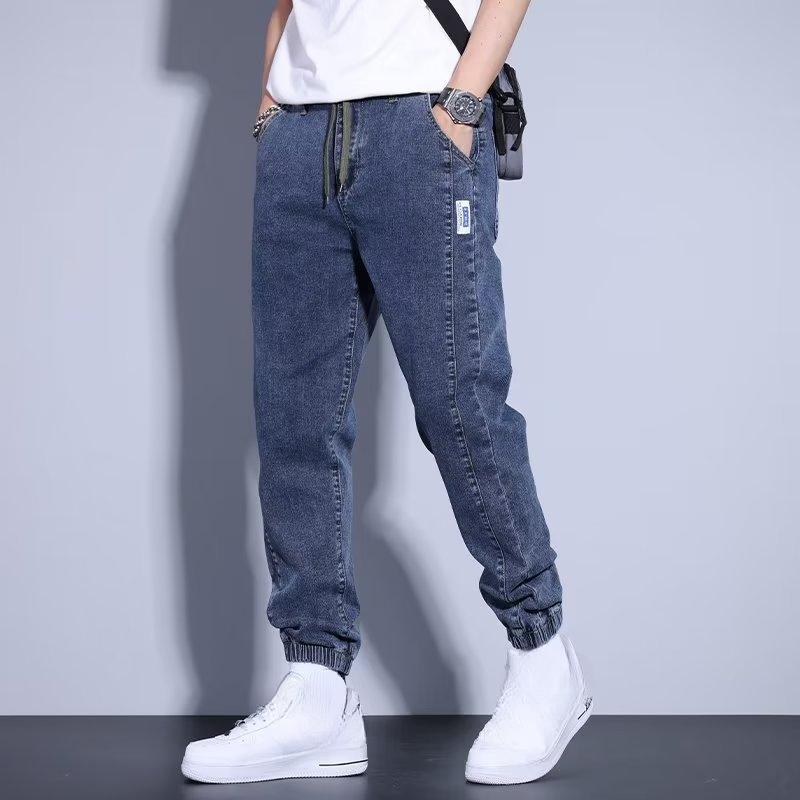

Джинсы осенние мужские корейские версии облегающих ног модные и удобные трендовые свободные шаровары XXXXXL темно-синий
