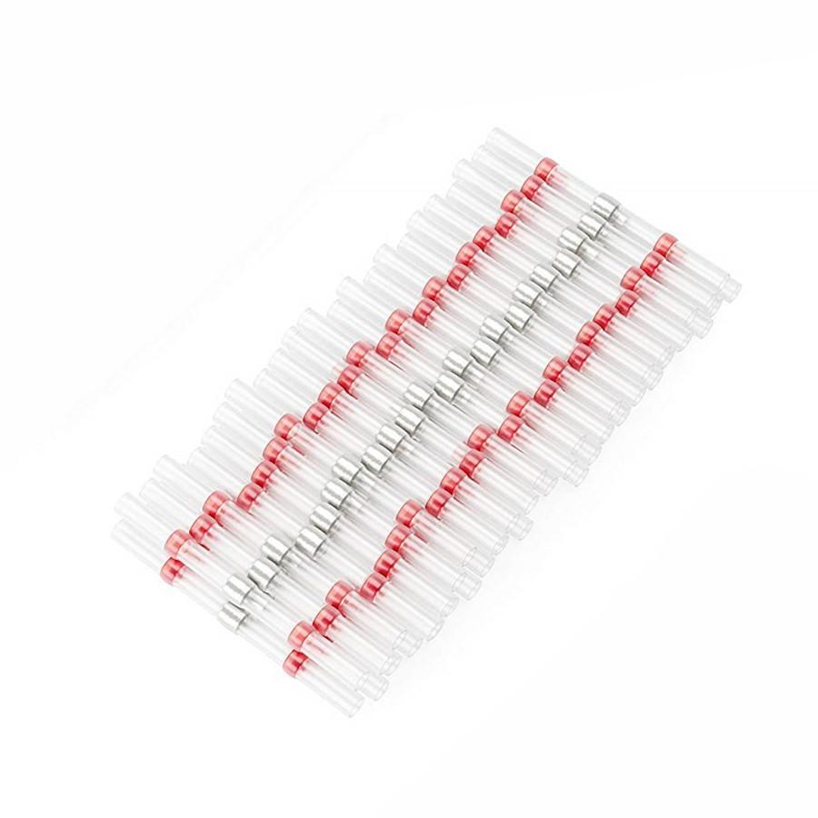 Red 100PCS IP67 Solder Sleeve Heat Shrink Tube Terminal Connector 22-18AWG