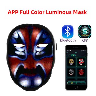 APP Display Full Color Bluetooth Luminous Mask Halloween Party Dance Bar LED Face Changing Prop