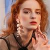 1 Pair Fashion Korean Long Pearl Drop Earrings, Women Trendy Elegant Created Big Simulated Pear Earrings, Jewelry Accessories