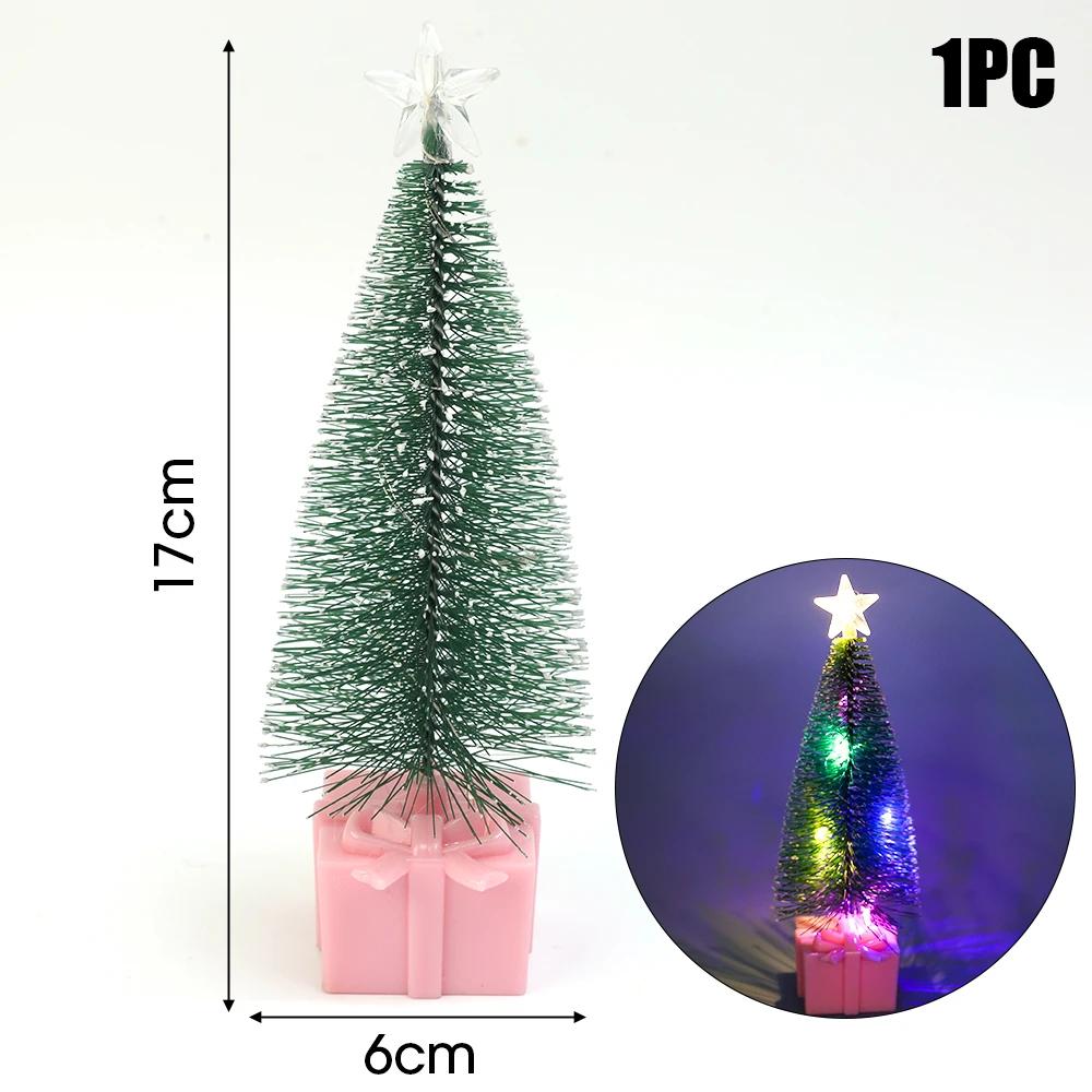10/1pcs LED Christmas Tree Night Light Mini Colorful Luminous Xmas Tree DIY Candle Lamps Ornaments for New Year Party Home Decor