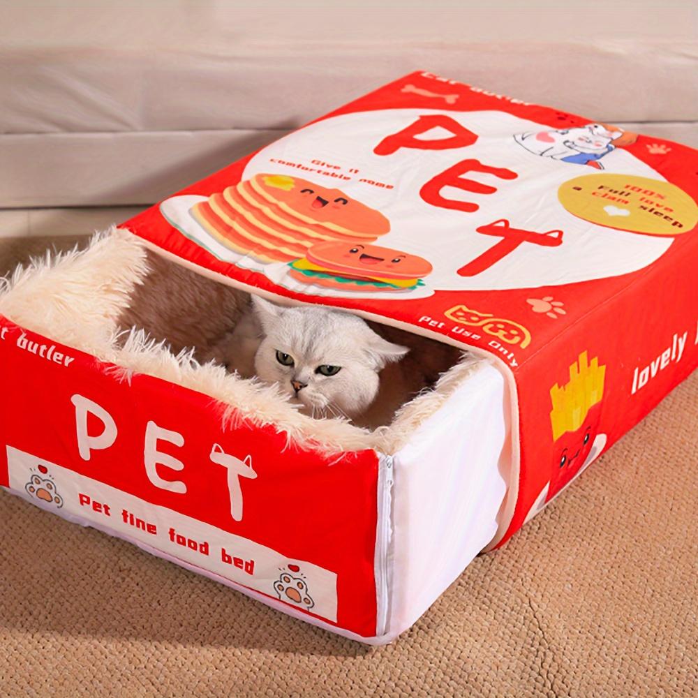 Cozy Snack Box-Style Cat Bed - All-Season Polyester Pet Nest for Cats, Non-Assemblable