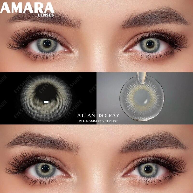 AMARA Blue Colored Contact Lenses for Big Eyes Fashion Lenses Cosmetic Soft Eye Beauty Pupils with Lens Case Exclusive Styles