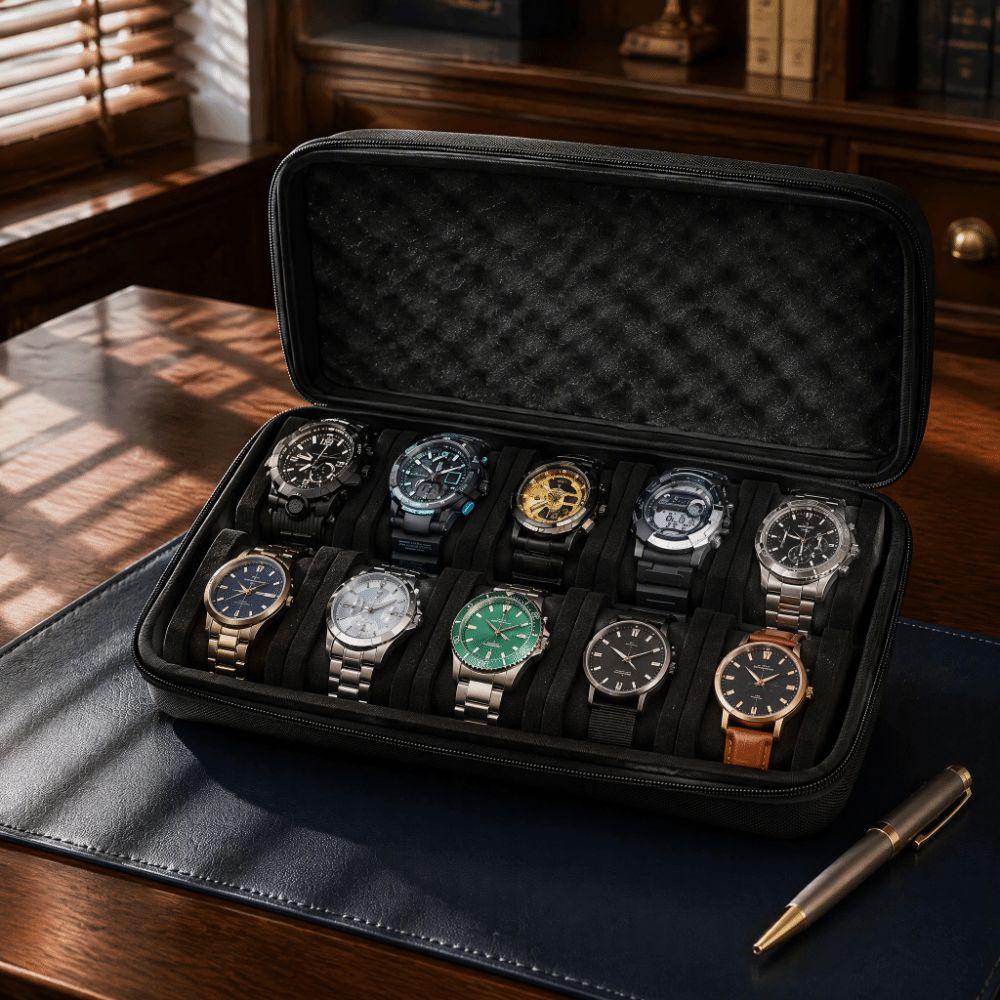 Hard Shell Watch Storage Box 10/12/20 Slots Wristwatch Holder Watch Display Box Storage Box