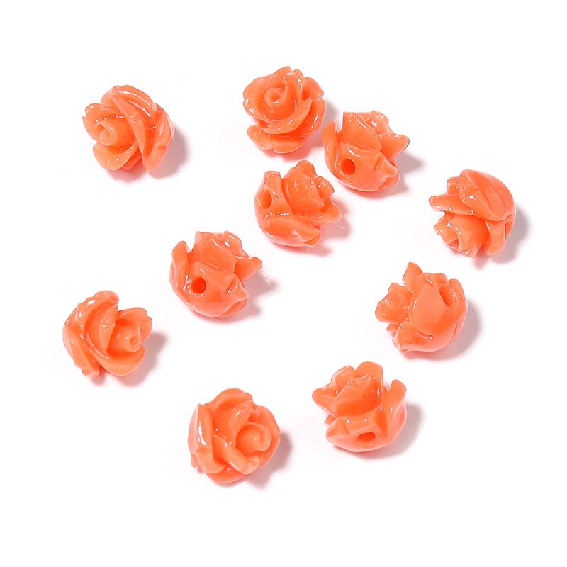 30pcs 6mm Resin Artificial Coral Beads for Jewelry Making Camelia Flower Beads DIY Earring Bracelet Neckalce Accessories