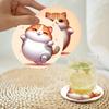 6Pcs Cute Wooden Cat Coaster, Cartoon Heat Insulation Mats for Table, Non Slip Drink Coasters for Coffee Cups