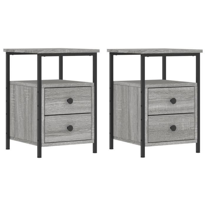 VidaXL Tables de chevet 2 pcs sonoma gris 34x35,5x50cm bois ingénierie 826020