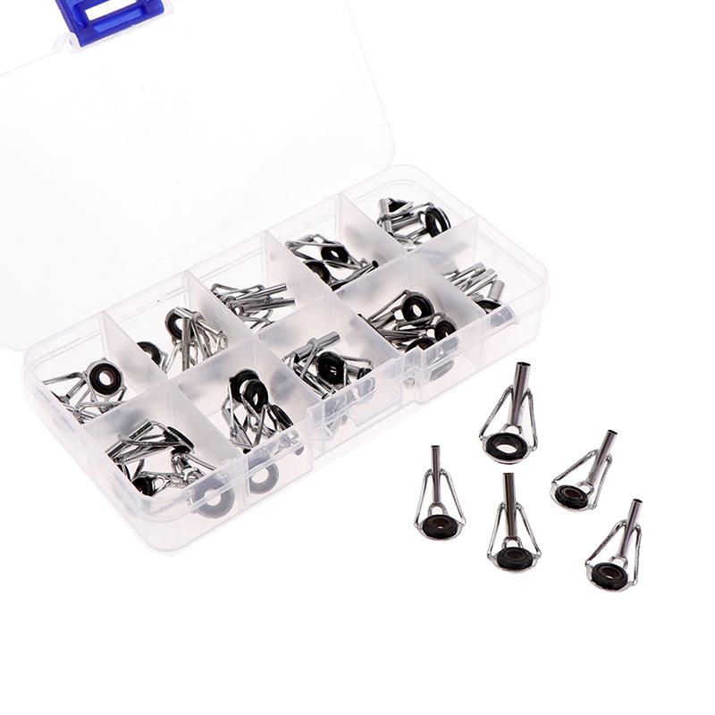 80Pcs/Box Size1-10# Fishing Rod Guide Tip Repair Kit Set Diy Eye Rings Tackle