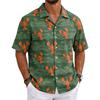 Men's Summer Lobster Festival Basic Cuban Collar Shirt Short Sleeve Button Down Casual Hawaiian Shirt with Tropical Leaf and Fruit Print