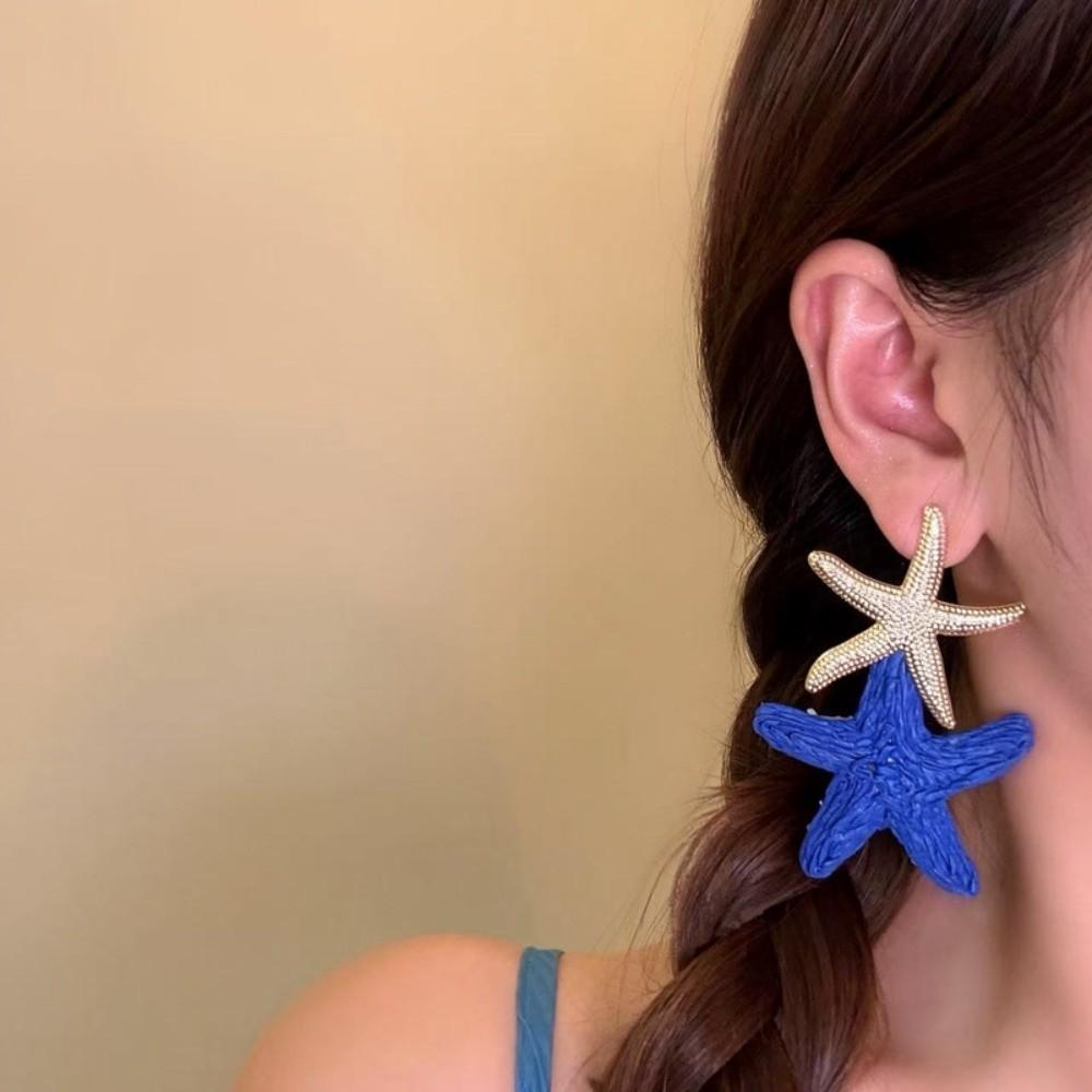 Raffia Grass Starfish Ear Pendant Elegant Star Dangle Earrings Unique Starfish Earrings Party
