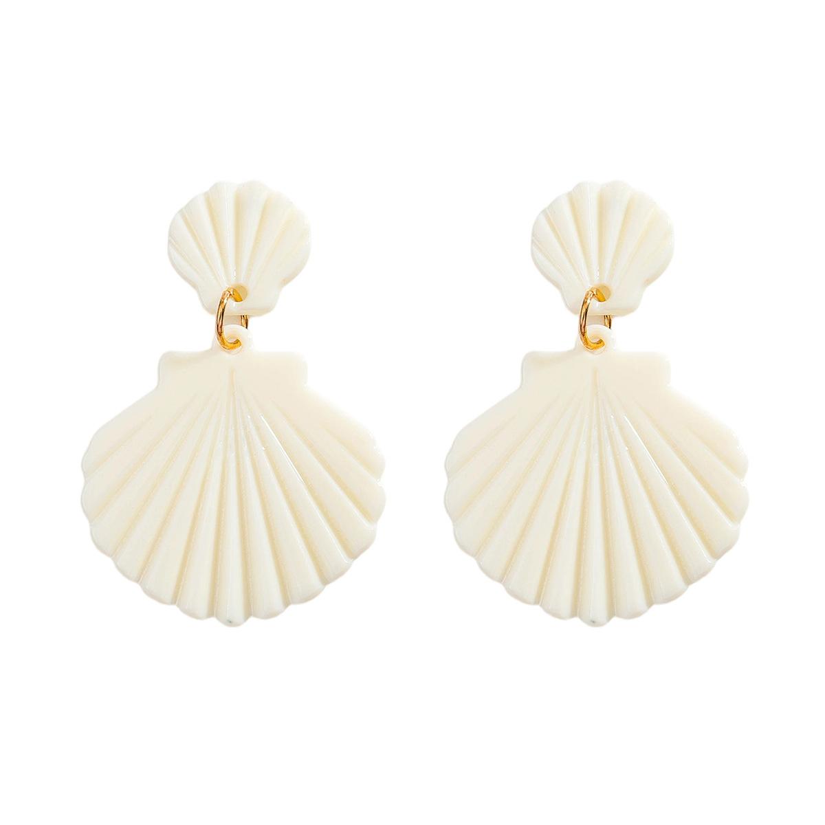 Европейские и американские个性 exaggerated shell acrylic resin earrings fashionable and simple bohemian earrings earrings белый