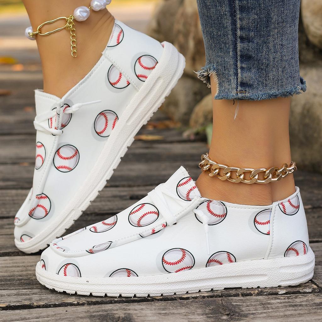 Spring and Autumn Casual Sports Style Printed Canvas Flat Shoes Ladies