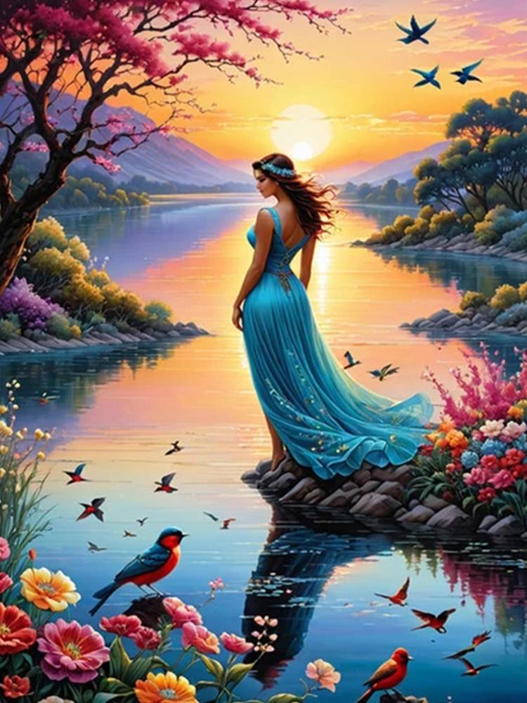 Beautiful Woman 5D Diamond Painting Sales Full Square Round Diy Jewelry Embroidery CrossStitch Embroidery Portrait Home Art