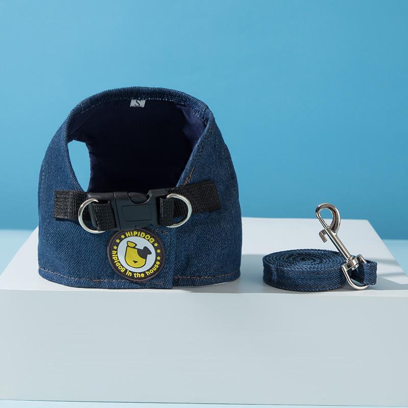 Dog Out Denim Vest Leash Pet Walking Dog Rope Cat Chest Strap Anti-break Free Breathable Cat Rope