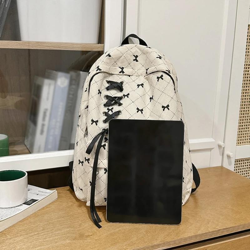 Χαριτομένο Σακίδιο από Κορδουάνι με Σχέδιο Φιόγκου Καθημερινό Casual Σακίδιο για Γυναίκες Ελαφρύ Σχέδιο με Κορδόνια Ιδανικό για Σχολείο Ταξίδια Μετακίνηση και Μοδάτες Εμφανίσεις