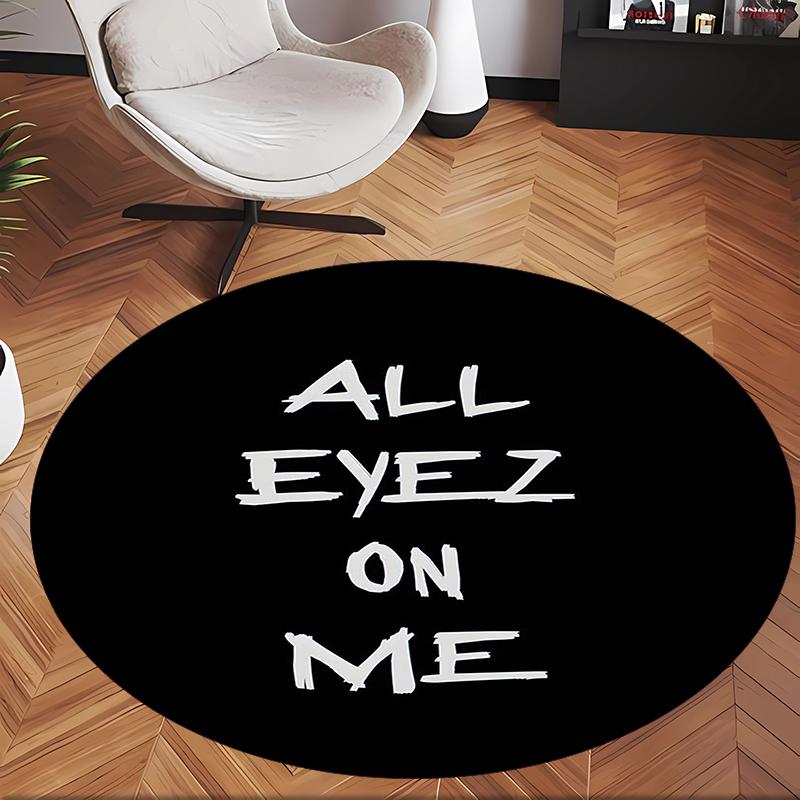 Tupac (16) Round Office Rug Decorative Floor Rug for Office Bedroom Living Room and Home Space