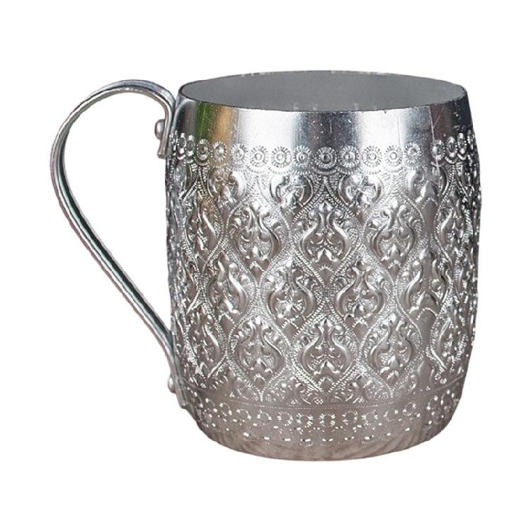 

Stable Thai Crafted Tin Alloy Beverage Container Nonslip Grip Water Glass Produced To Keep Drink Cold Long серебряный