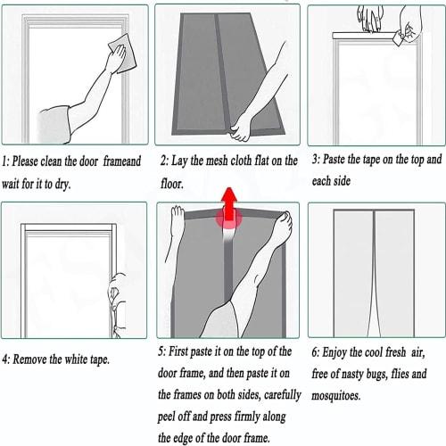 Mesh Screen Door Frame, 80x195cm, Simple Screen Door Curtain, Insect Repellent, Mosquito Repellent, Full Frame, Easy Installation, Keeps Mosquitoes Ou