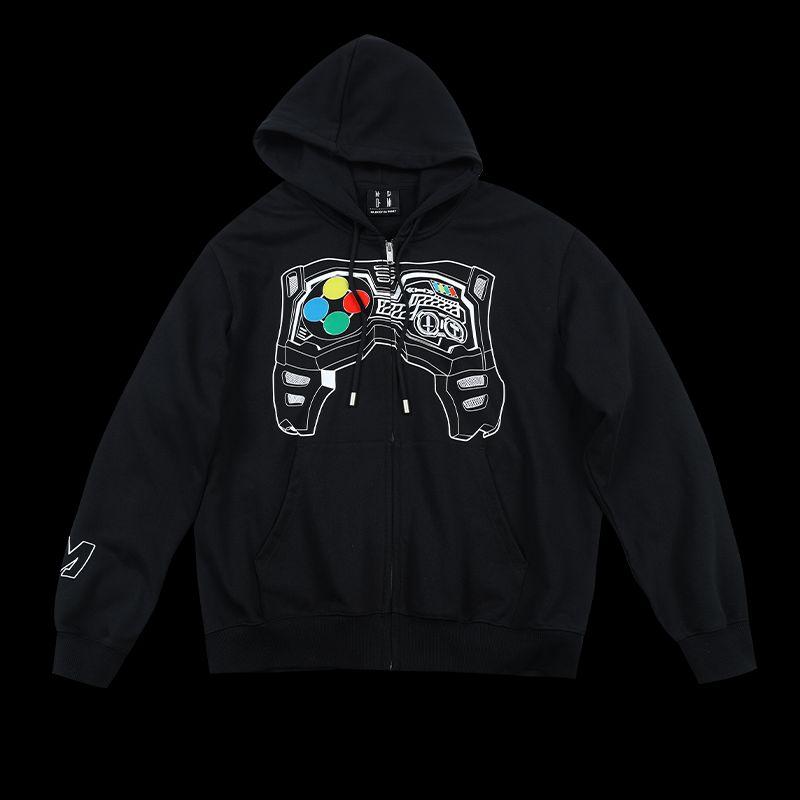 

Medmx Худи на молнии в стиле нагрудника Kamen Rider Ex-Aid, толстовка с капюшоном в американском стиле, мужская куртка на весну и осень, трендовая Black L