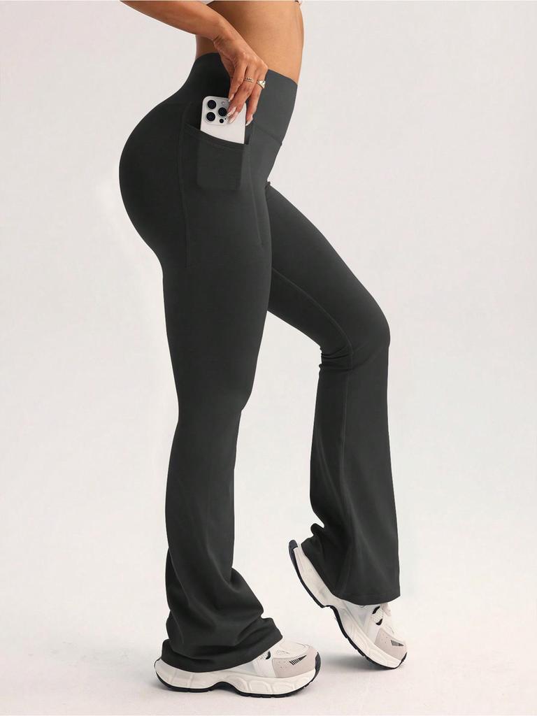 Women's High-Waist Slim Flare Yoga Pants: Peach Hip-Lifting Fitness & Outdoor Sportswear