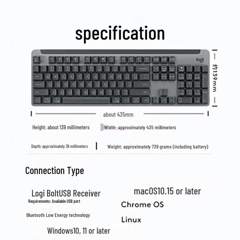 Logitech K865 104-Key Multi-Device Wireless Mechanical Keyboard