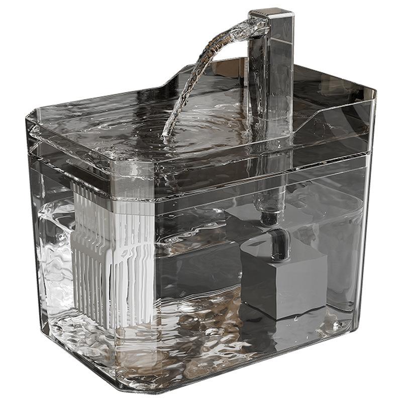 Dozator de apă pentru pisici transparent de înaltă calitate, cu alimentare la priză, automat, cu cablu, bazin cu circulație a apei, dozator de apă pentru animale de companie