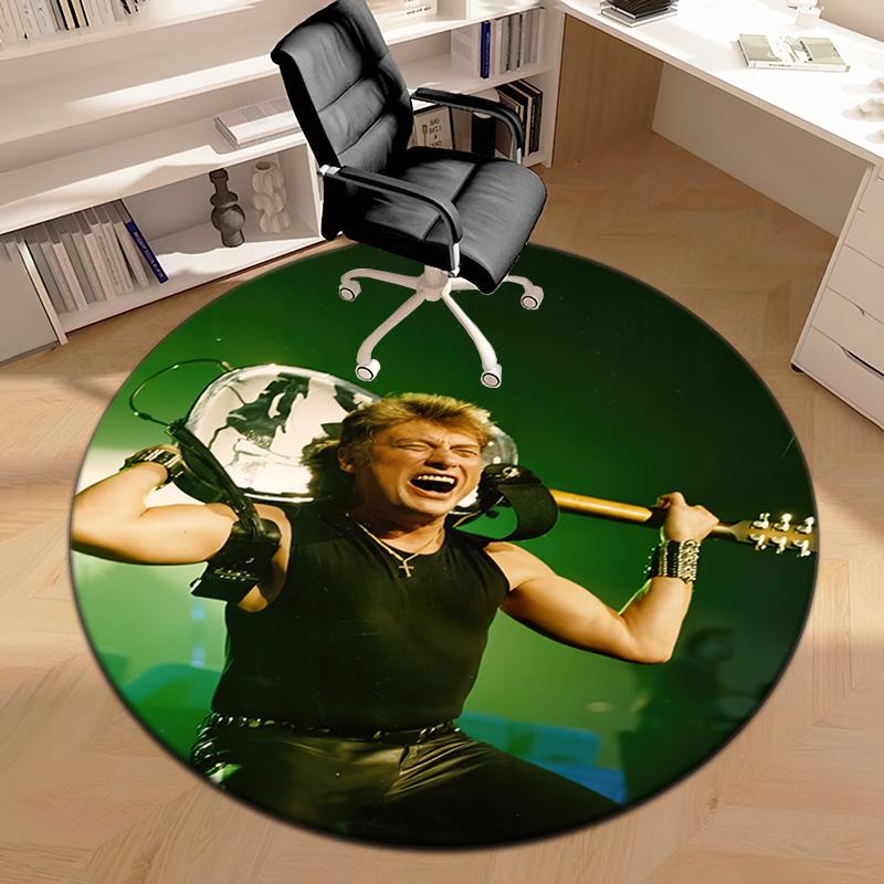 1pc Rock star Johnny Hallyday Round carpet Painted Printed circular carpet, home door mat, outdoor travel protection carpet