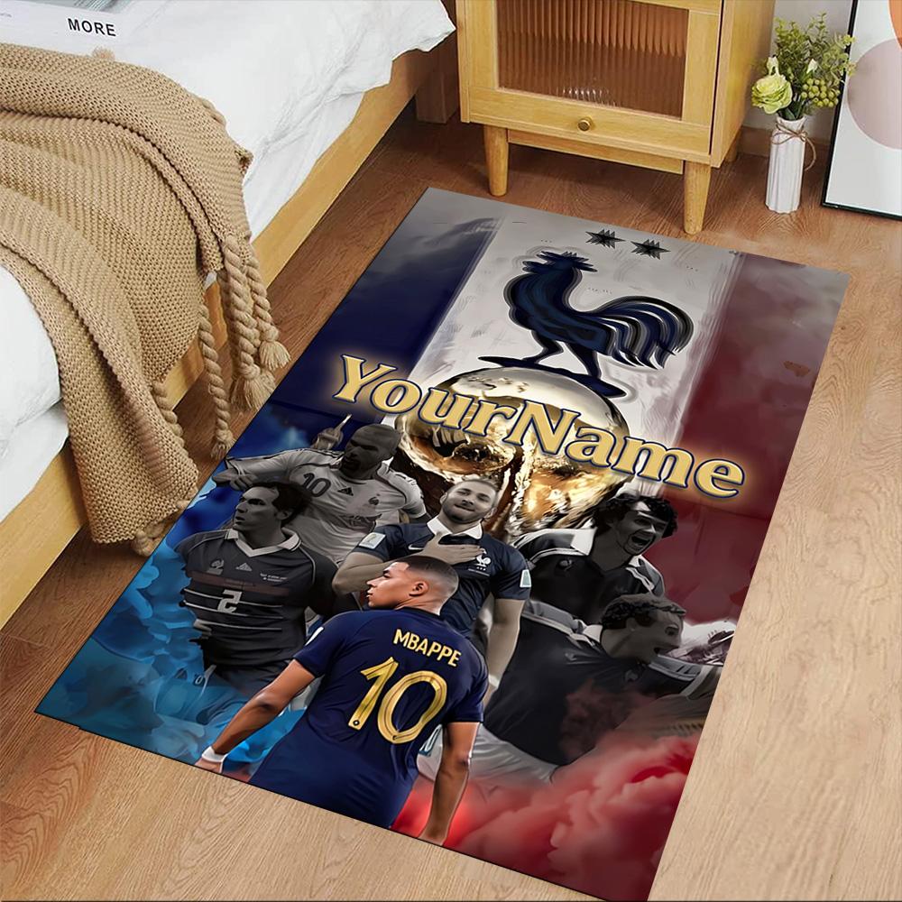 Mbappe Customize Your Name Area Rug Suitable for Study room Playrooms Foyer Balcony Anti-slip Rug Anime Office Decor Perfect Gift for Friends & Family