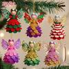 14/28 pcs 2D Flat Christmas Tree Ornaments Colorful Design Wings Girl Pendant  Outdoor Indoor