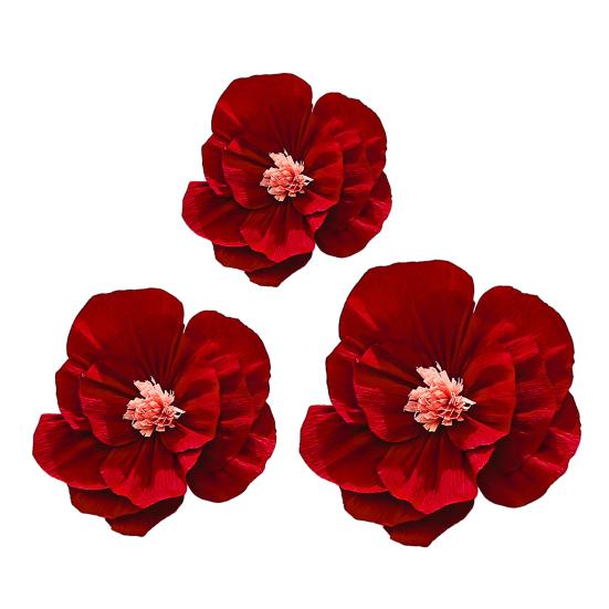 3Pcs Artificial Flower Three-Dimensional Design Festival Atmosphere Warm Joyful Colors Decorative Paper Flowers Home Party Office Gift Background