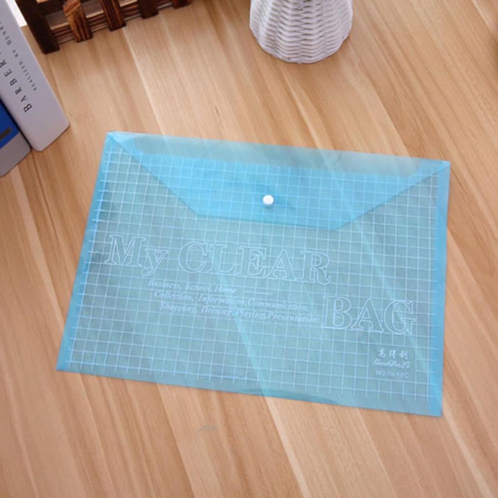 Buy Transparent Grid Snap Button PVC Document Bags File Case Office ...