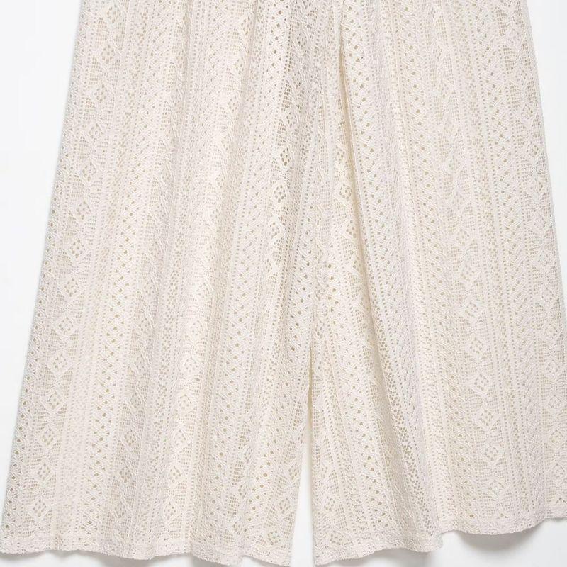 Kaslead New Arrival Women's Clothing Fashion Style Stylish Simple and Versatile Casual Imitation Lace Loose Pants