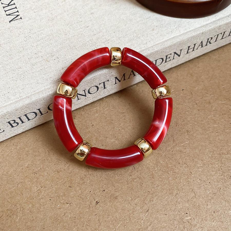 Acrylic Patchwork Beaded Retro Bracelet - Unique Square & Round Design
