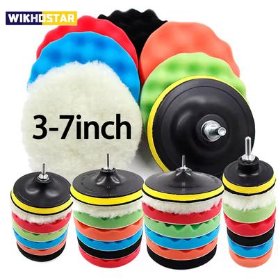 Ensemble de 8 tampons de polissage 3-7 pouces Filetage Kit de tampons de polissage pour réparation automobile pour polisseuse de voiture + Adaptateur de perceuse Accessoires pour outils électriques