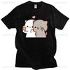 Peach Cat Goma and Mochi Selfie T-shirt Summer Cotton Short-sleev Tees Cute Print Tee-shirt Fashion Harajuku Funny Couple Tops